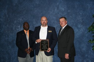 Mark Patterson received the Facilities & Grounds Distinguished Professional award from Georgia Recreation and Park Association, District 7. L-R: James Dodson (President of GRPA), Mark Patterson, and Jeff Pruitt (GRPA District 7 Commissioner).